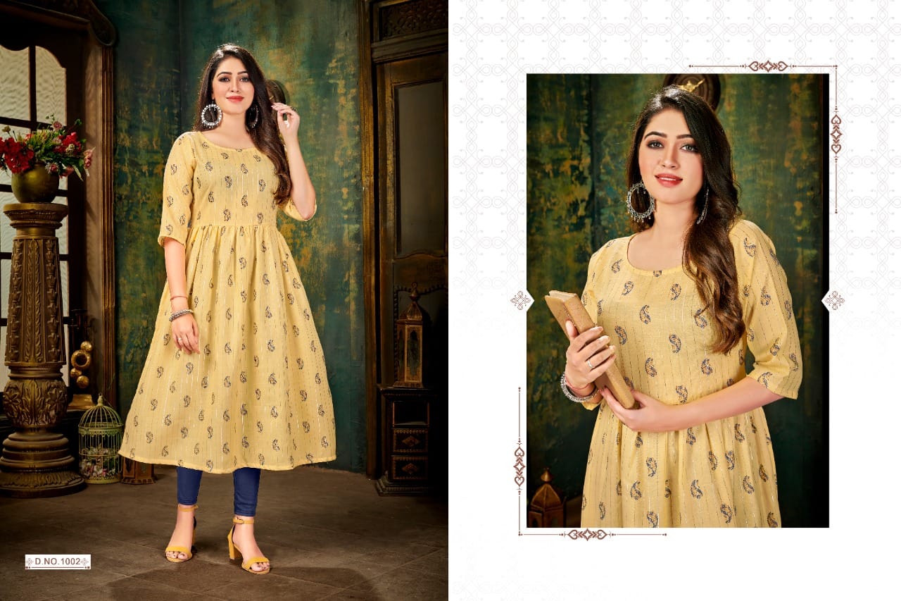 Rnx Maggi Festive Wear Handloom Cotton Printed Anarkali Long Kurti Collection